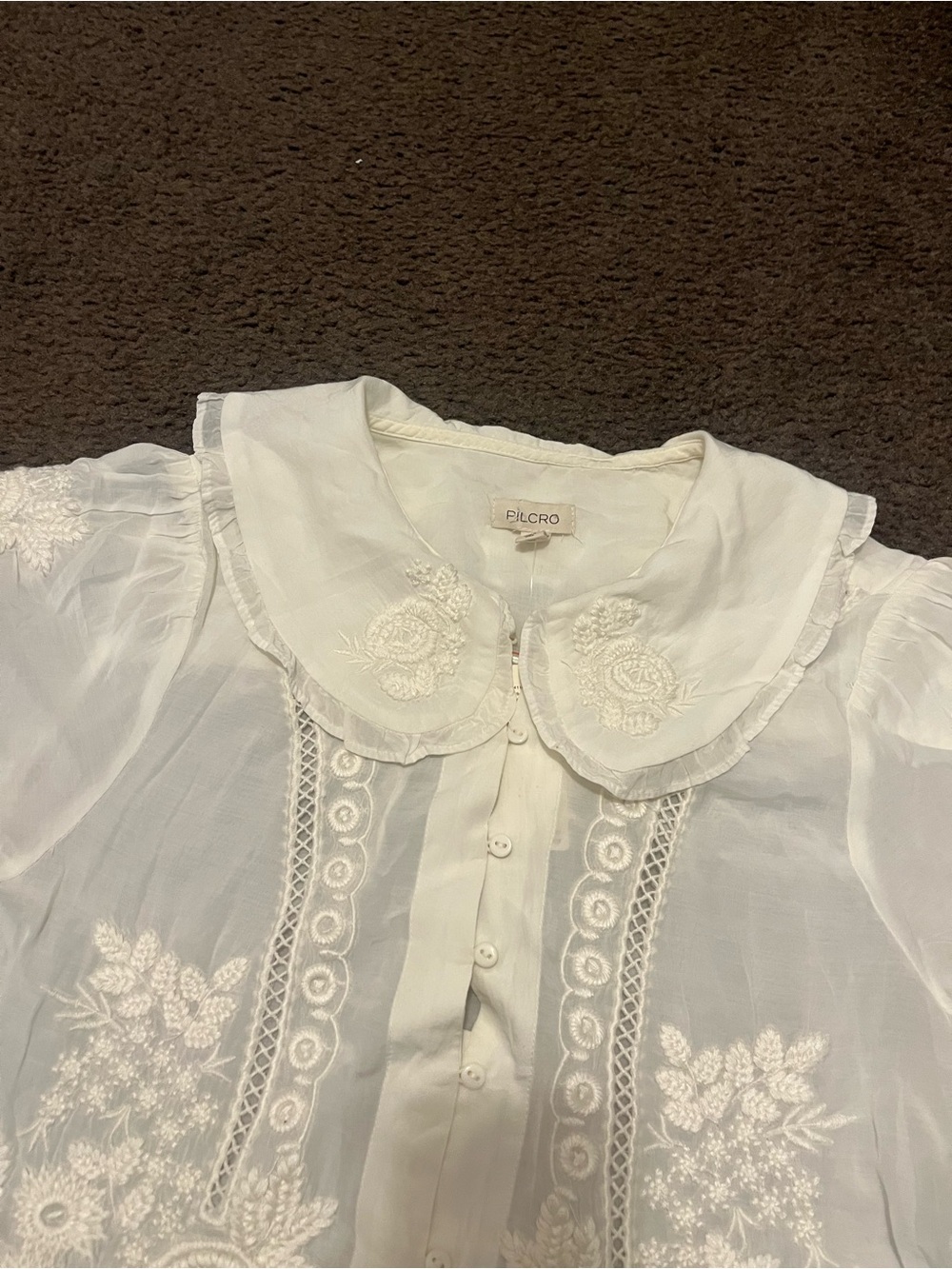Anthropologie Pilcro Kiera Floral Dainty White Blouse NWT NEW - Picture 12 of 12